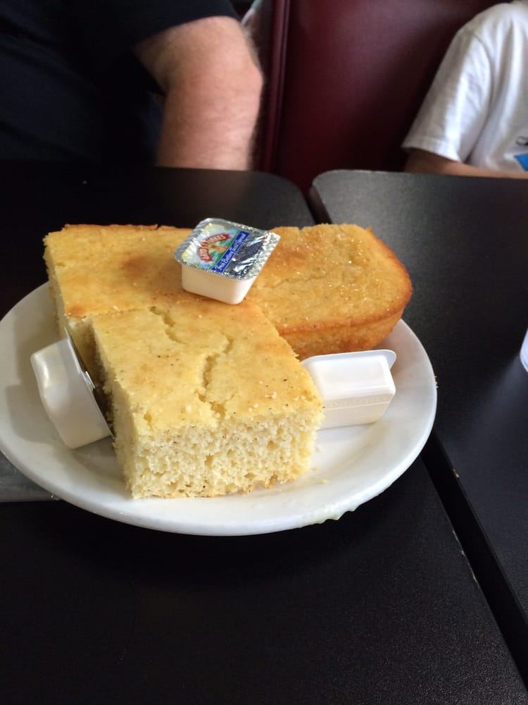 Squares of cornbread with butter